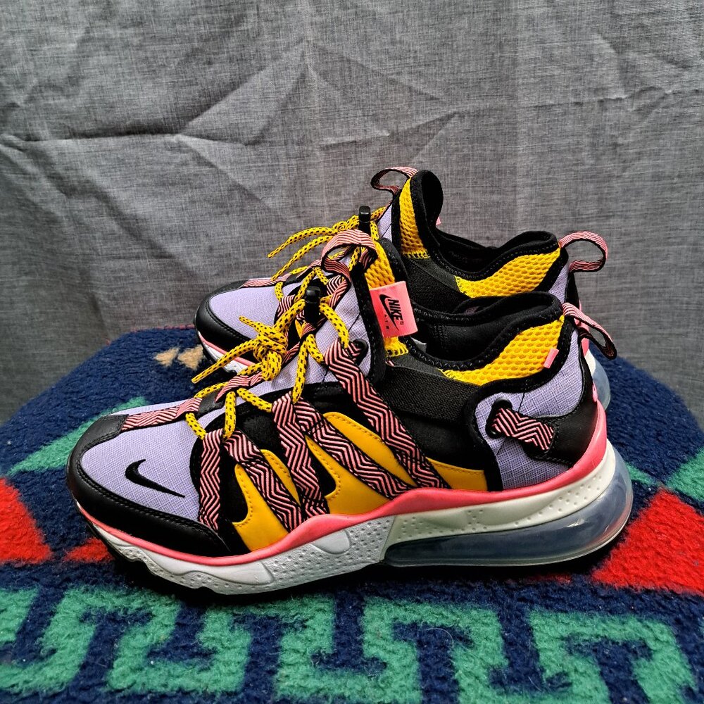 %Size 8.5 Men Nike Air Max 270 Bowfin Black Atomic Violet Amarillo AJ7200-004 A7